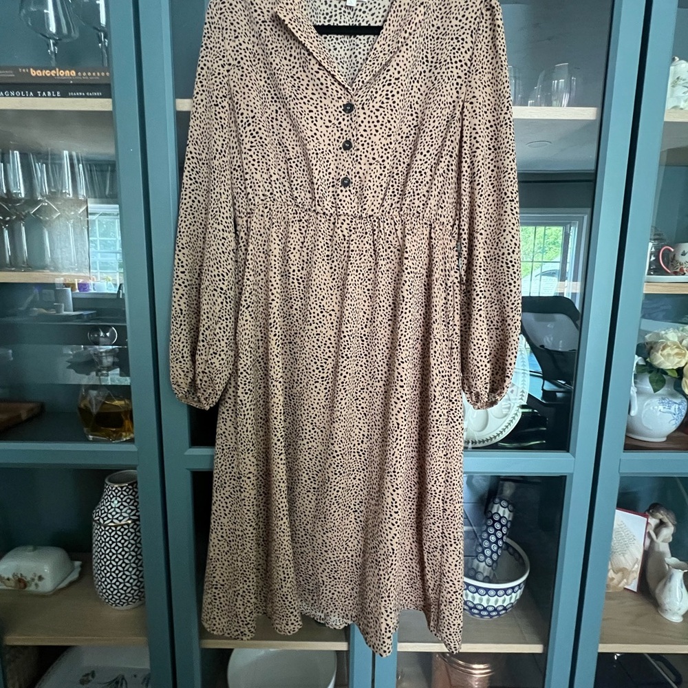 Orange Creek Black Buttoned Long Sleeve Dress 🐆